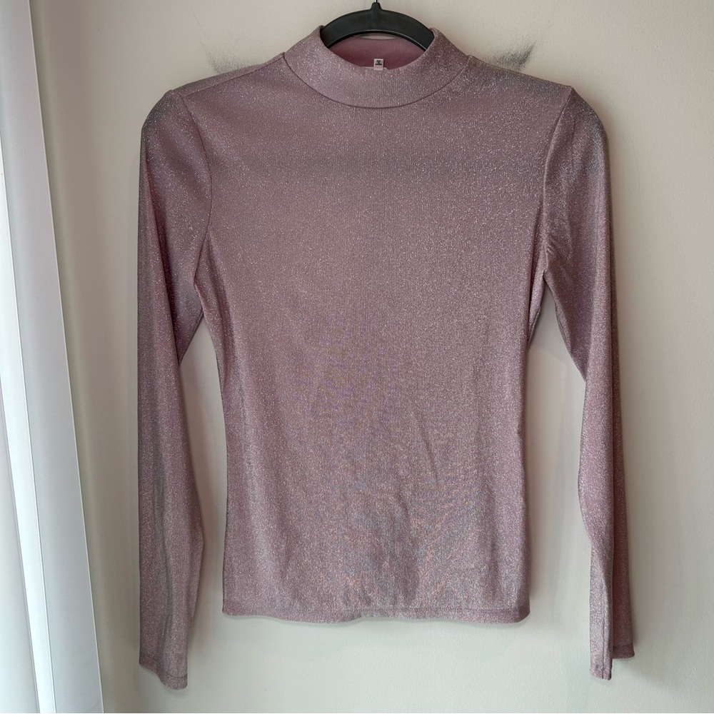 Reformation Bailey Knit Long Sleeve Top Rose Sparkle Size Small - Picture 3 of 8